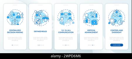 Hierarchical structure blue onboarding mobile app screen Stock Vector