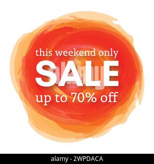 Sale this weekend only up to 70% off sign Stock Vector