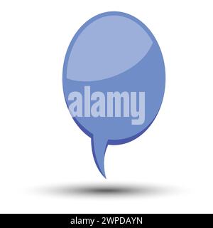 Blue cartoon comic balloon speech bubble without phrases and with shadow. Vector illustration. Stock Vector