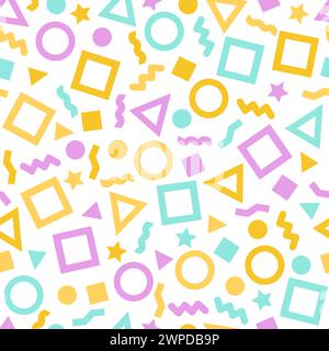 Seamless primitive geometric patterns for tissue and postcards. Trendy hipsters modern color background. Trendy geometric elements memphis card. Vecto Stock Vector