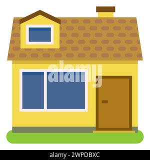 Private house with a orange roof and yellow walls on a white background. Vector illustration. Stock Vector