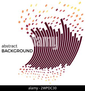 Abstract background with colorful lines and flying pieces. Colored circles with place for your text  on a white background. Stock Vector
