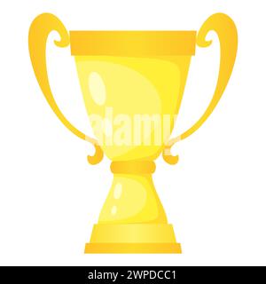Vector golden trophy champion cup. Championship prize for first place. Victory symbol isolated on white background. Stock Vector