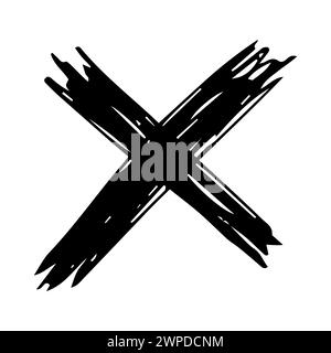 Hand drawn cross symbol. Black sketch cross symbol on white background. Vector illustration Stock Vector