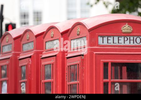 UK, London, Red telephone boxes. Stock Photo