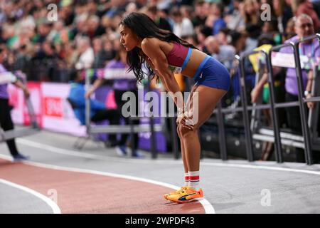 Tara Davis-Woodhall (USA, Long Jump) during the 2024 World Athletics Championships at the Emirates Arena, Glasgow (Photo: Pat Isaacs | MI News) Stock Photo