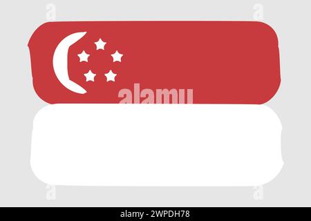 Singapore flag - painted design vector illustration. Vector brush style Stock Vector