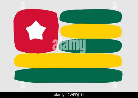 Togo flag - painted design vector illustration. Vector brush style Stock Vector