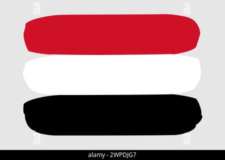 Yemen flag - painted design vector illustration. Vector brush style Stock Vector