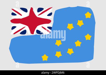 Tuvalu flag - painted design vector illustration. Vector brush style Stock Vector