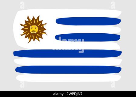 Uruguay flag - painted design vector illustration. Vector brush style Stock Vector