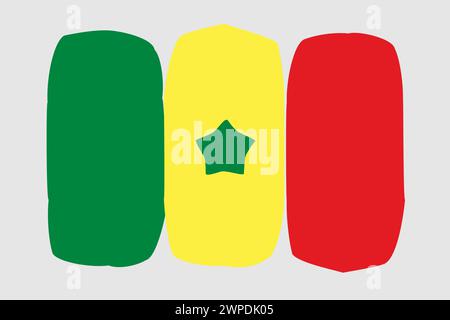 Senegal flag - painted design vector illustration. Vector brush style Stock Vector