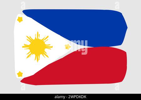 Philippines flag - painted design vector illustration. Vector brush style Stock Vector