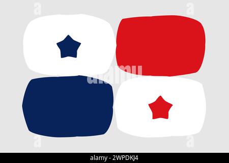 Panama flag - painted design vector illustration. Vector brush style Stock Vector