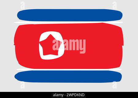 North Korea flag - painted design vector illustration. Vector brush style Stock Vector