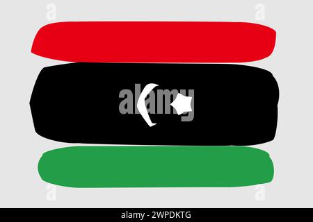Libya flag - painted design vector illustration. Vector brush style Stock Vector