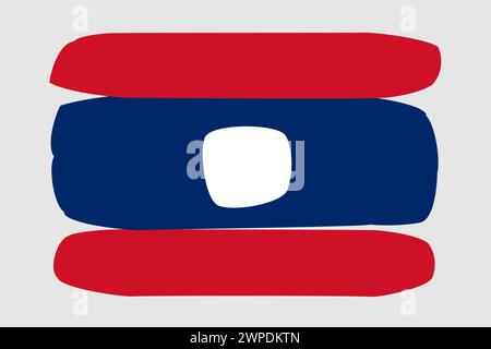 Laos flag - painted design vector illustration. Vector brush style Stock Vector