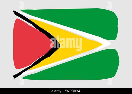 Guyana flag - painted design vector illustration. Vector brush style Stock Vector