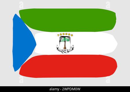 Equatorial Guinea flag - painted design vector illustration. Vector brush style Stock Vector