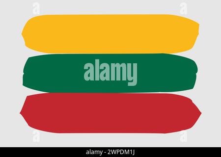 Lithuania flag - painted design vector illustration. Vector brush style Stock Vector