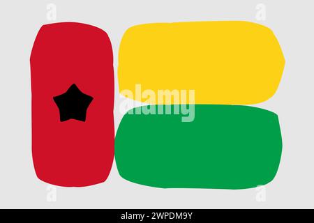 Guinea-Bissau flag - painted design vector illustration. Vector brush style Stock Vector