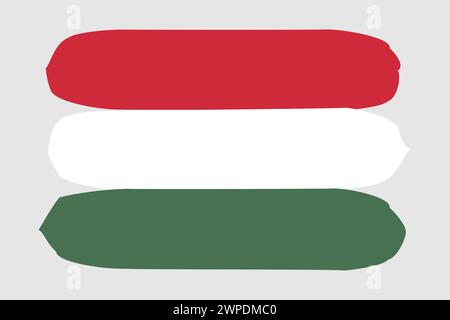 Hungary flag - painted design vector illustration. Vector brush style Stock Vector