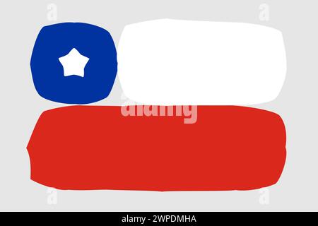 Chile flag - painted design vector illustration. Vector brush style Stock Vector