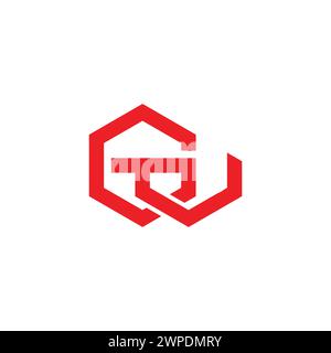 letter gw linked hexagonal logo vector Stock Vector