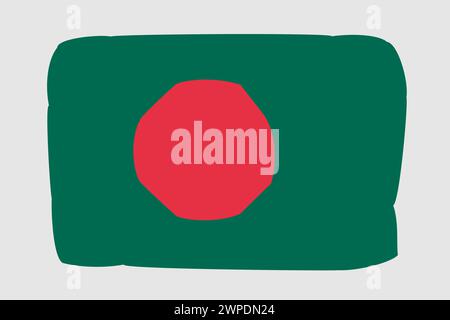 Bangladesh flag - painted design vector illustration. Vector brush style Stock Vector