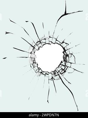 A shattered glass surface with turquoise reflection and intricate ...