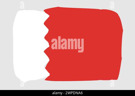Bahrain flag - painted design vector illustration. Vector brush style Stock Vector