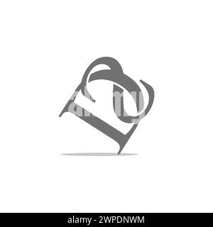 letter dn 3d flat curves logo vector Stock Vector