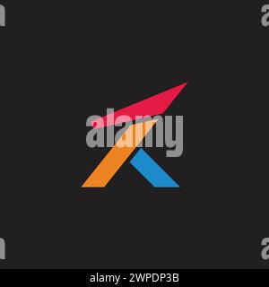 letter k colorful abstract arrow simple line logo vector Stock Vector
