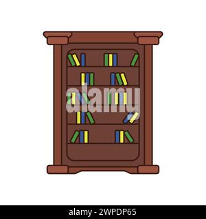 Bookcase vector. Sideboard line icon. Books on shelves vector. Library logo concept. Stock Vector