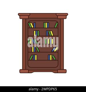 Bookcase vector. Sideboard line icon. Books on shelves vector. Library ...