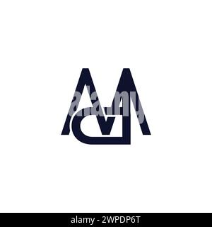 letter md 3d flat overlap logo vector Stock Vector