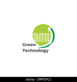 green technology arrow up talk logo vector Stock Vector