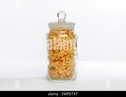 Jar of Farfalle pasta. Stock Photo