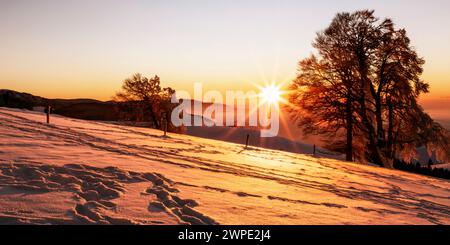 Sunset On The Schauinsland In The Black Forest Stock Photo