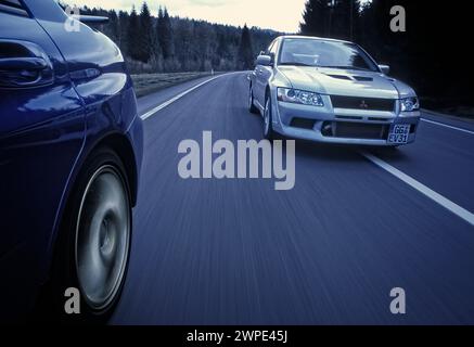 Subaru Impreza Turbo WRX and Mitsubishi Lancer Evo Stock Photo