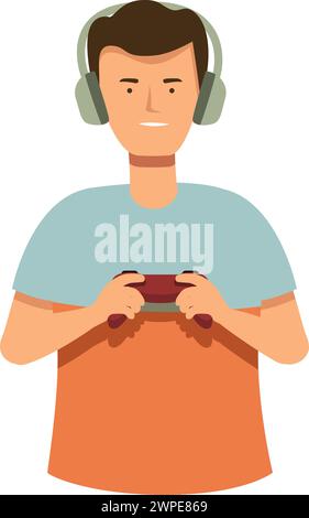 Cyber sportsman icon cartoon vector. Man play video games. Gaming digital player Stock Vector