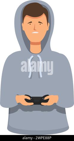 Gamer in hoodie icon cartoon vector. Play video games. Gaming digital player Stock Vector