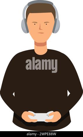 Gaming player icon cartoon vector. Play online video games. Seated room Stock Vector