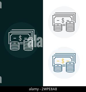 Billls and Coins Currency Vector Icon Design Stock Vector