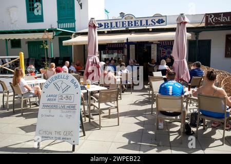 bluebells glasgow rangers scottish bar in the old town pueblo marinero Costa Teguise, Lanzarote, Canary Islands, spain Stock Photo
