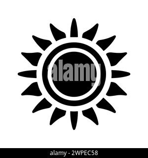 Sun icon. Black symbol of sun with rays. Vector illustration. Stock Vector