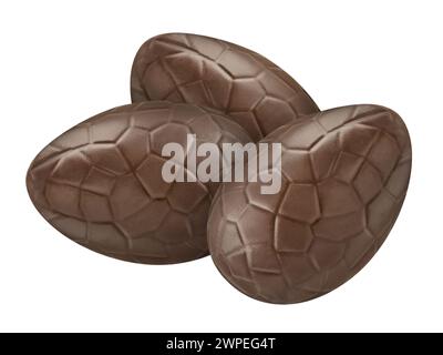Three Chocolate Easter egg isolated on white  background Stock Photo