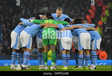 Manchester, UK. 06th Mar, 2024. MANCHESTER, ENGLAND, 06. March 2024; Rúben Dias, Mateo Kovacic, Erling Haaland, Rodri, Julian Alvarez, Joško Gvardiol, Manuel Akanji, Matheus Nunes, Oscar Bobb, Rico Lewis, Ederson in action during the UEFA 2023 Champions League Football Match between Manchester City and Copenhagen, City of Manchester Stadium, March 6th, 2024, picture & copyright Anthony STANLEY/ATP images (STANLEY Anthony/ATP/SPP) Credit: SPP Sport Press Photo. /Alamy Live News Stock Photo