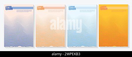 Modern abstract covers set. Cool gradient shapes composition. Eps10 vector. Modern covers with colorful twisting shapes. Trendy minimal design. Stock Vector
