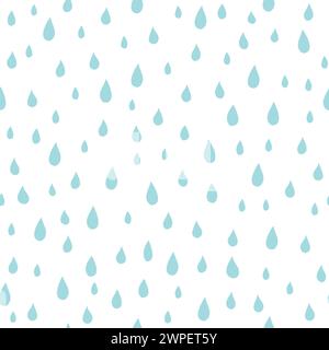 Rain drops seamless pattern. Vector illustration on white background. Stock Vector